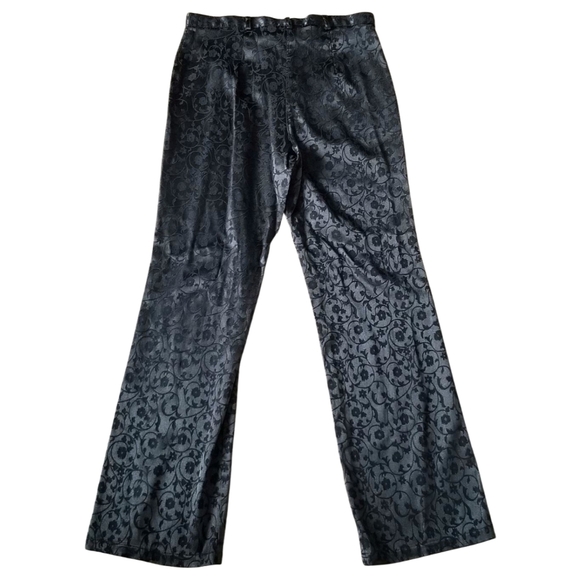 Vintage 90s Brocade Black Jacquard Damask Pants – Baroque Gothic Vamp Trousers - Picture 4 of 4
